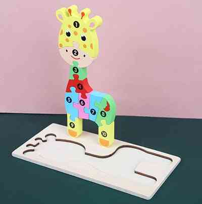 3d- Dinosaur Giraffe, Animal Jigsaw Wood, Puzzle Game
