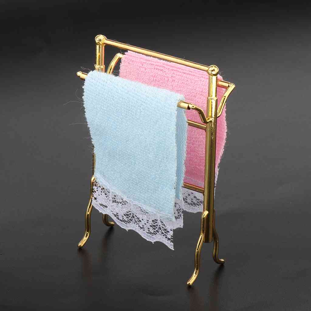 Realistic Miniature Bathroom Towels Rack Set