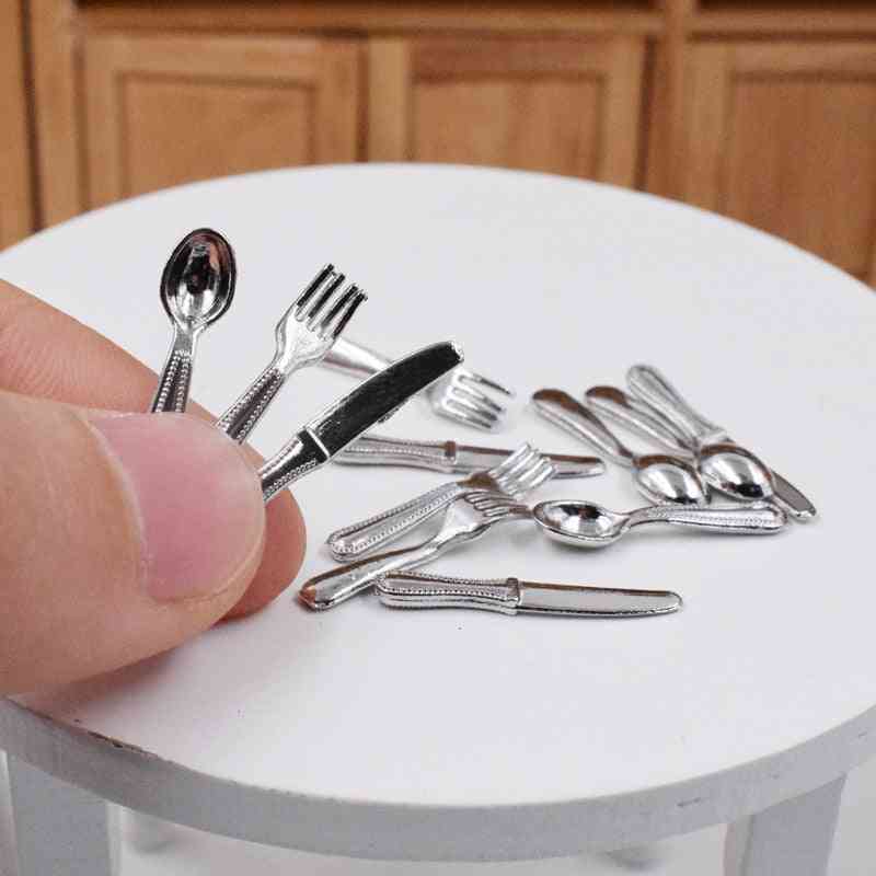 Dollhouse Miniature Kitchen Tableware Spoon Knife Fork Set