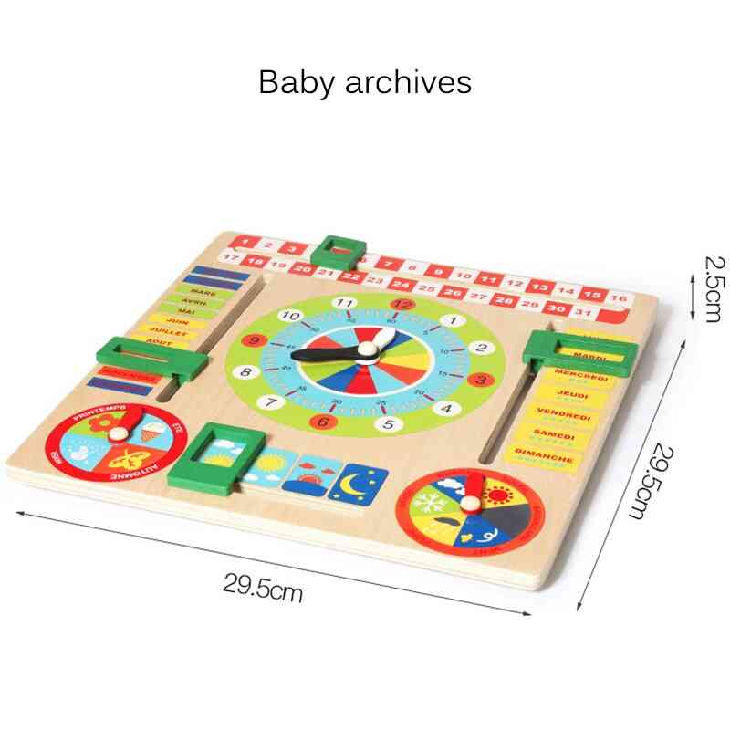 Montessori Baby Wooden Board Game Weather Season Time Cognitive Puzzles Child Early Learning Educational Figures Xmas