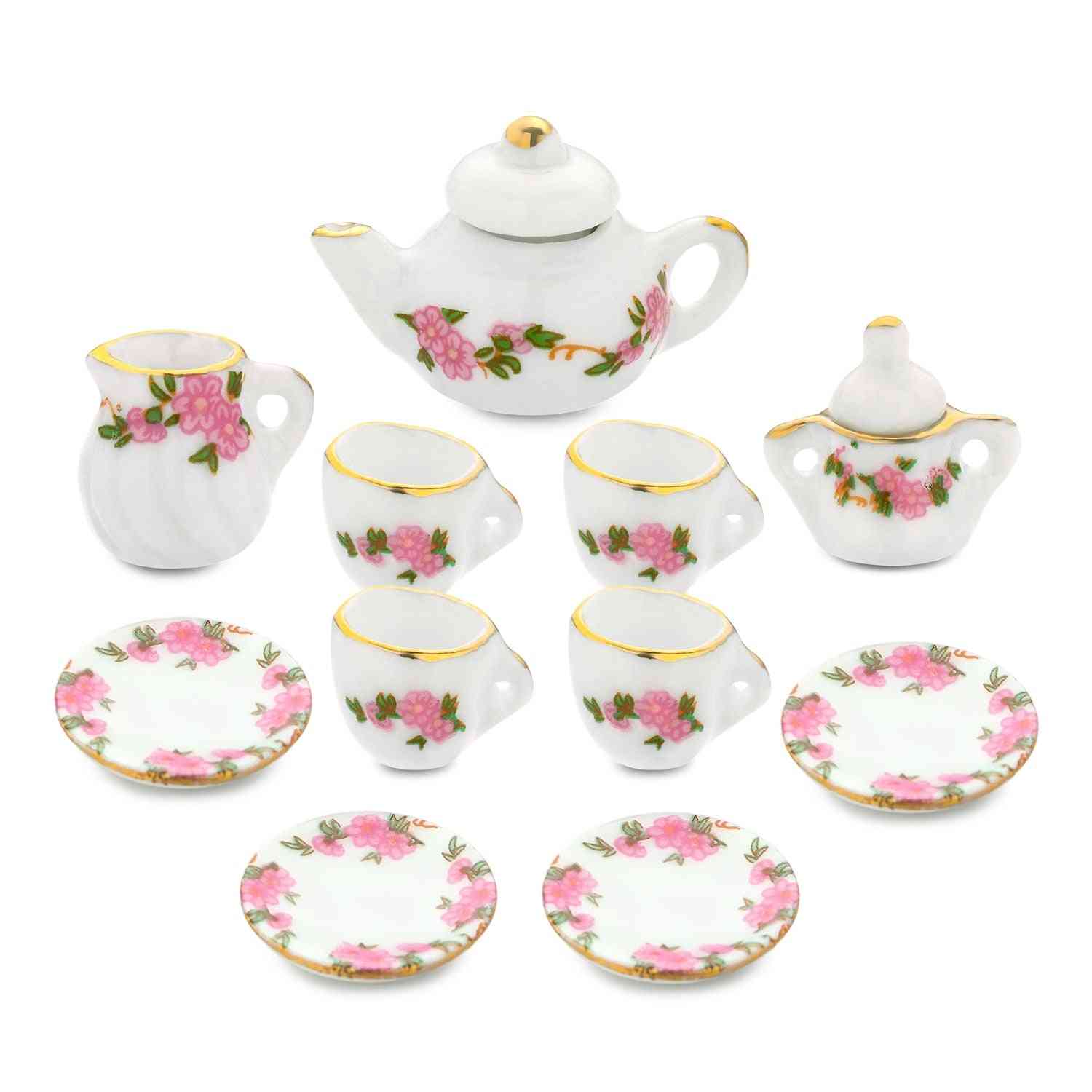 Tableware Miniature Porcelain Ceramic Scale Teapot Tea Cup Set