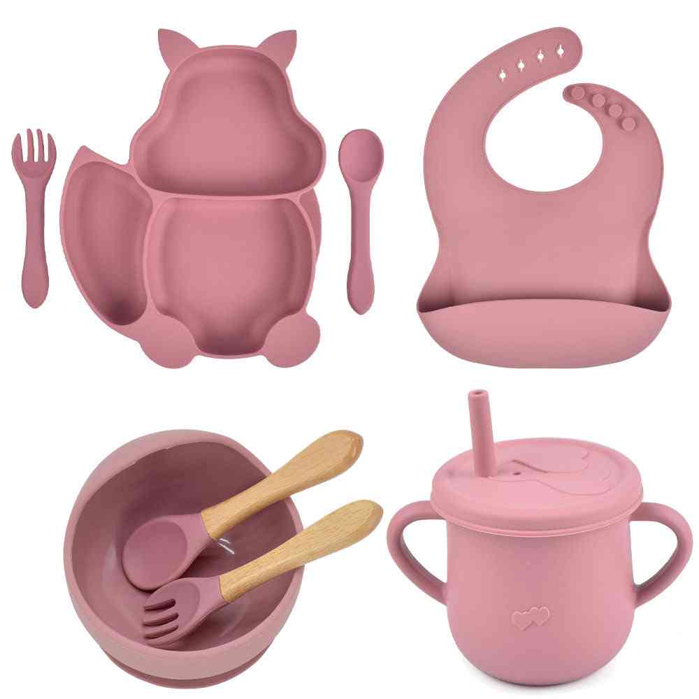 Silicone Sucker Bowl, Plate, Cup, Bibs, Spoon Fork Sets