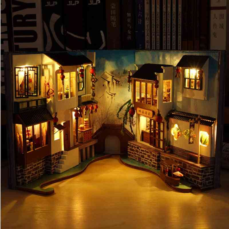 Kreativ gør-det-selv bogkrog hylde-indsatssæt miniature dukkehus med møbler værelsesboks bogstøtter modelbygning boligindretning