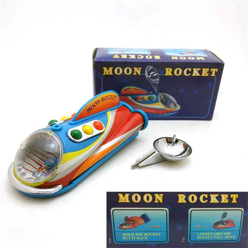 Vintage Retro Moon Rocket Tin Toys Classic Clockwork Wind Up Collection Tin Toy For Adult Kids Collectible