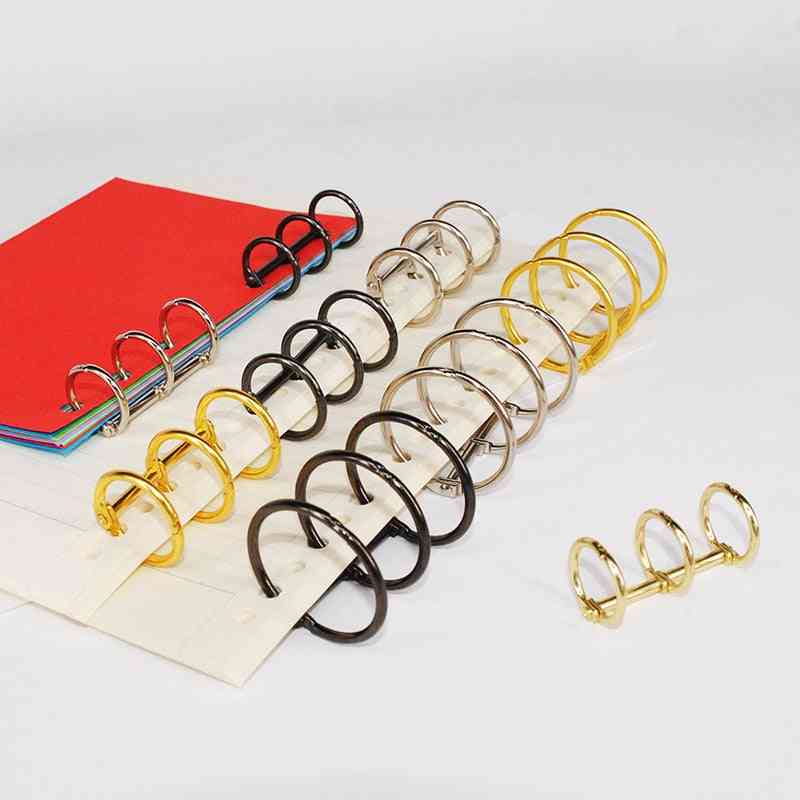 Metall 3-ringar, anteckningsbok gångjärnsalbum, spiralpärm, löst blad, cirkelklämma