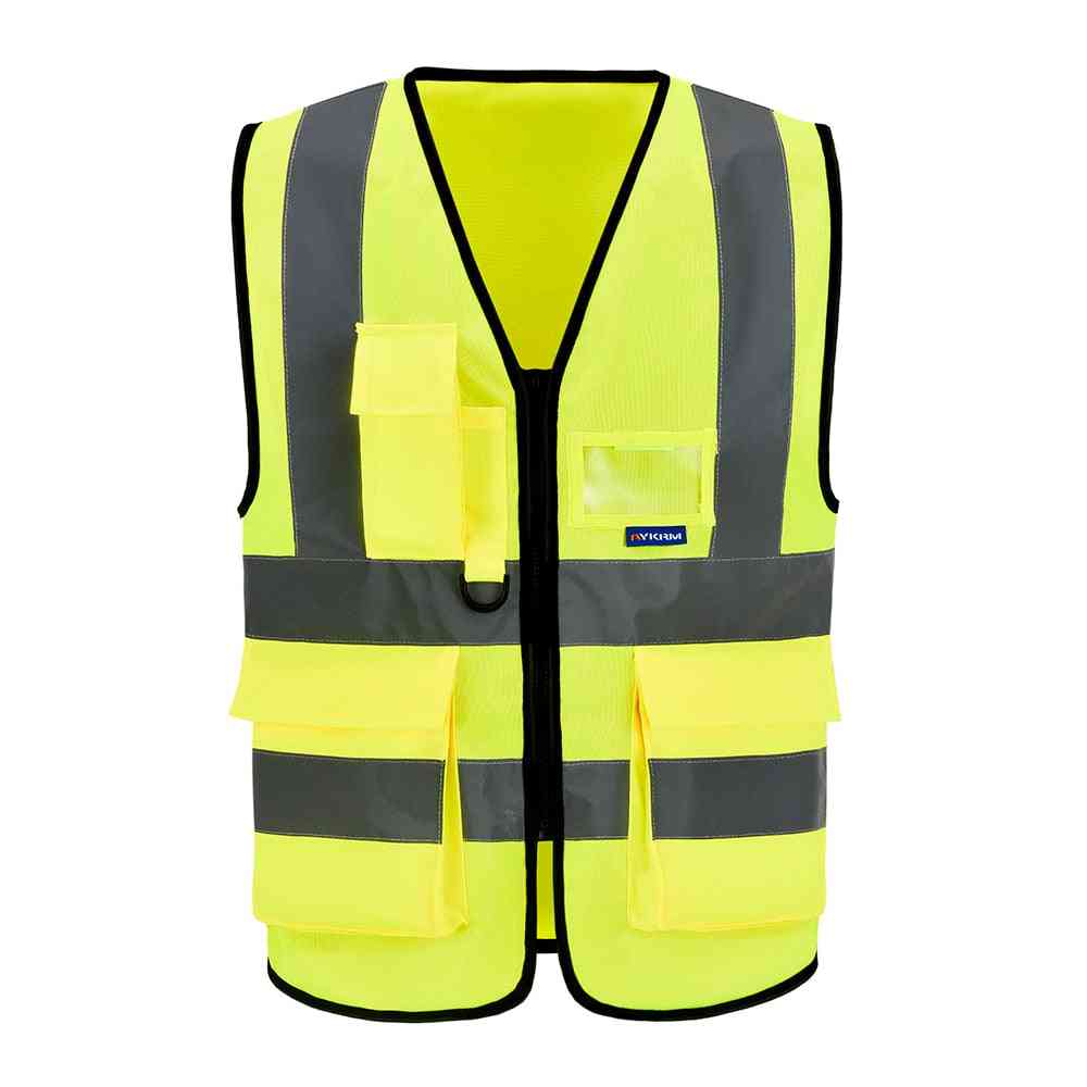 High Visibility Reflective Zip Pocket Security Waistcoats Jacket