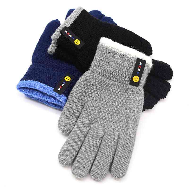 Kids Thick Knitted Warm Winter Gloves