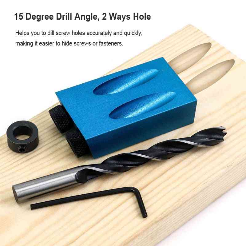 15-degree Angle, Drill Guide Pocket, Hole Jig Kit Set