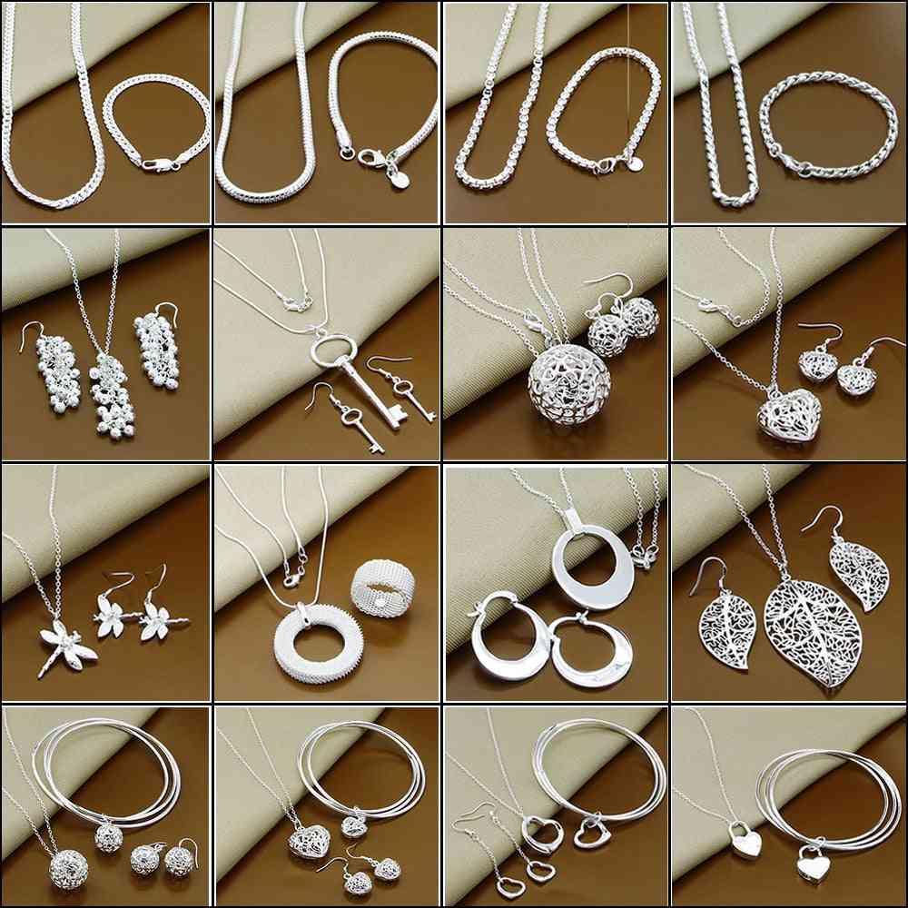 Sterling Silver Sideways Snake Chain Jewelry Sets