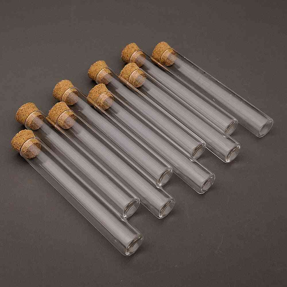 Flat Bottom Clear Glass Test Tube With Cork Wooden Stoppers