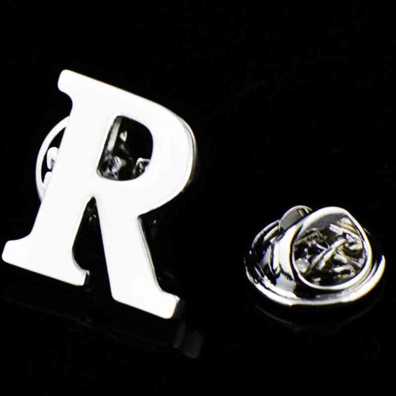 Initial a til z 26 bogstaver sølvfarvet nål - mode engelsk symboldesign herredragt krave revers broche nål - festsmykker