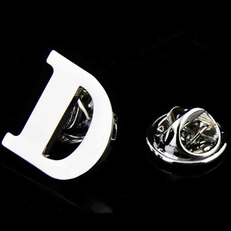 Initial a til z 26 bokstaver sølvfarge pin - mote engelsk symboldesign herredress krage jakkeslag brosje pin - festsmykker