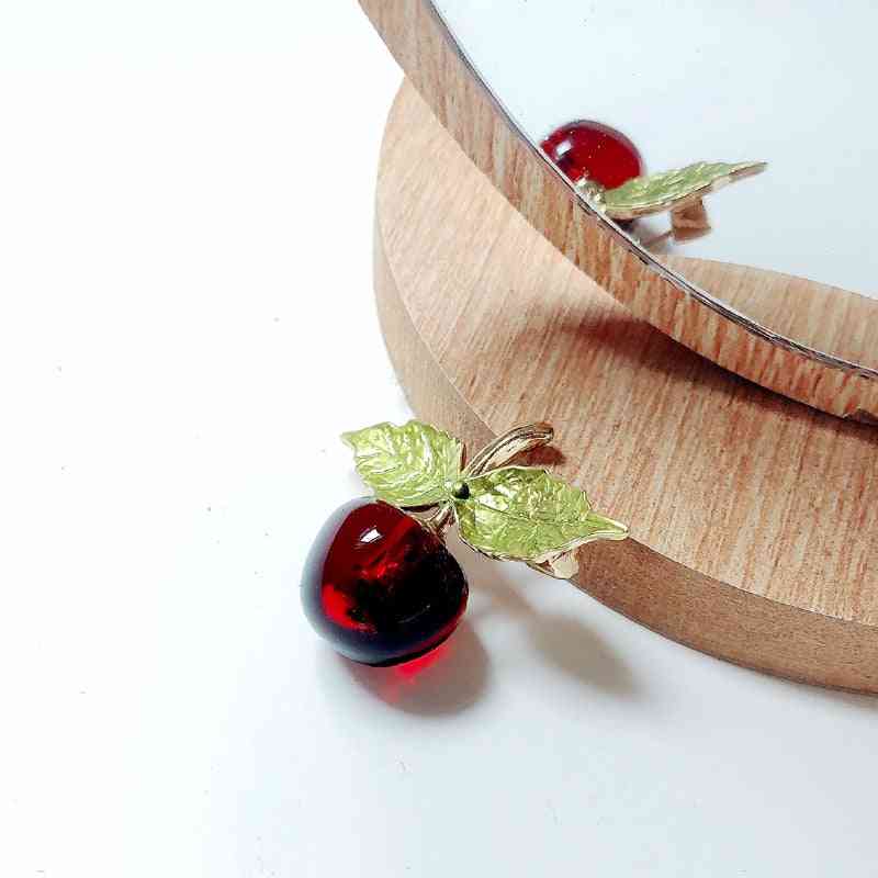Nice Fruit Brooch - Transparent Red Cherry Pins - Fashion Enamel Pin For Women Costume Brooches Jewelry Pins Accessories