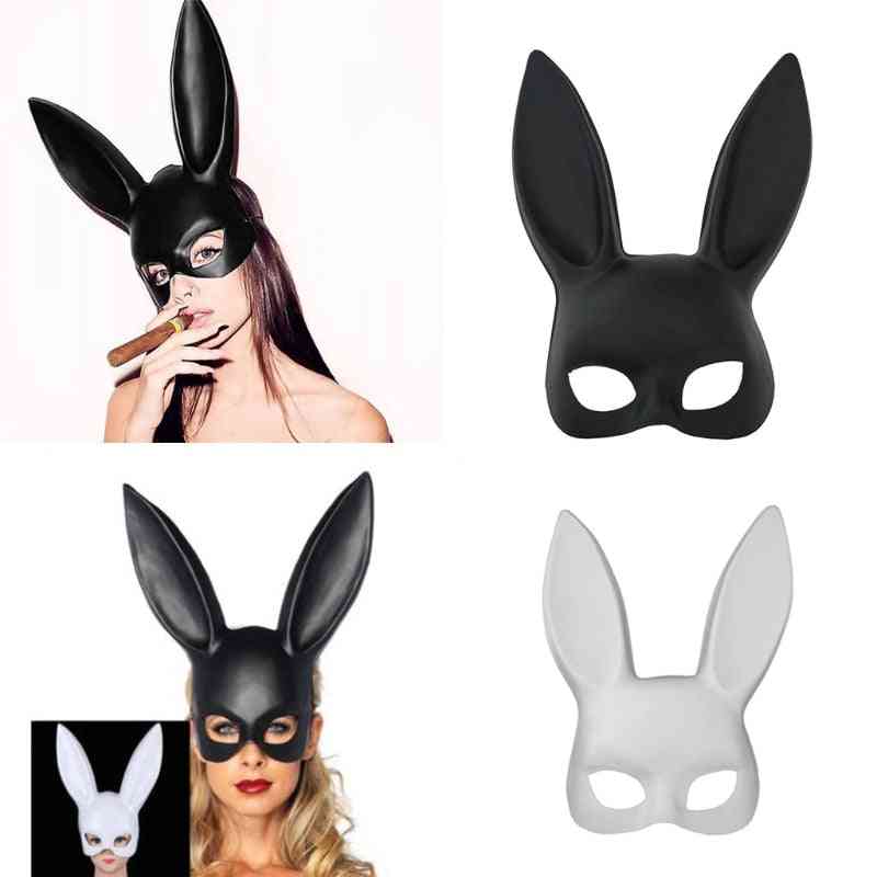 White Black Women Girl Sexy Rabbit Bunny Long Ears Mask