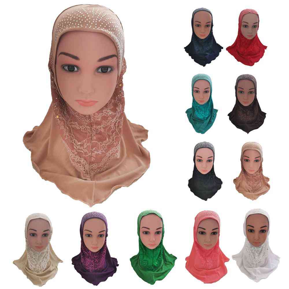 Muslim Kids One Piece Hijab For - Amira Hat - Lace Rhinestone Hijabs