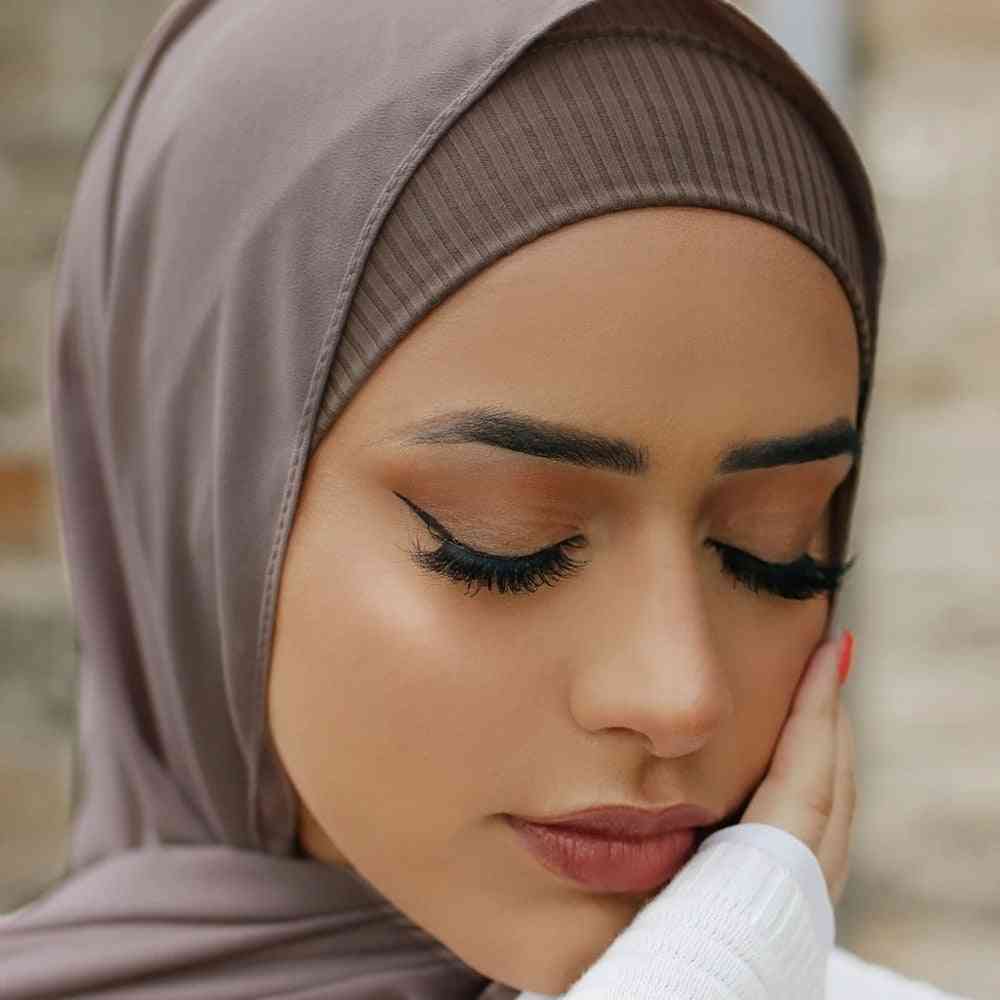 Ribbed Stretchy- Inner Islamic Hijab, Headband Tube, Scarf Cap