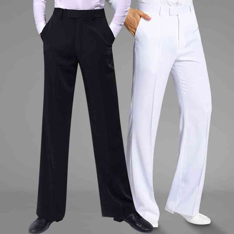 Black White Color Latin Modern Ballroom Performance Trousers For Adult Men