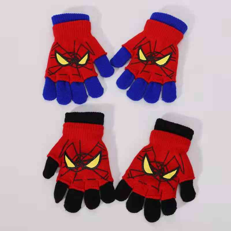 Children's Knitted Little Spider Wool Cartoon Printed Rubber Gloves