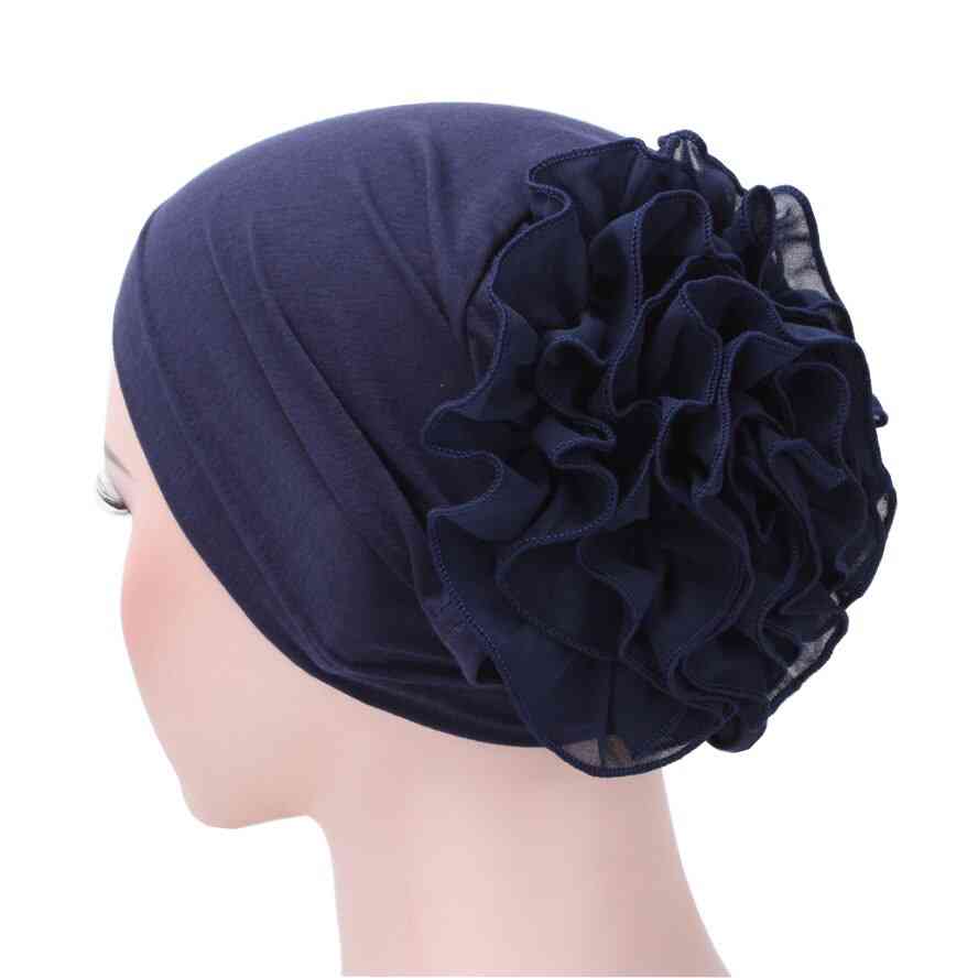 Cotton Chiffon Flowers Arab Wrap Inner Hijabs Bonnet
