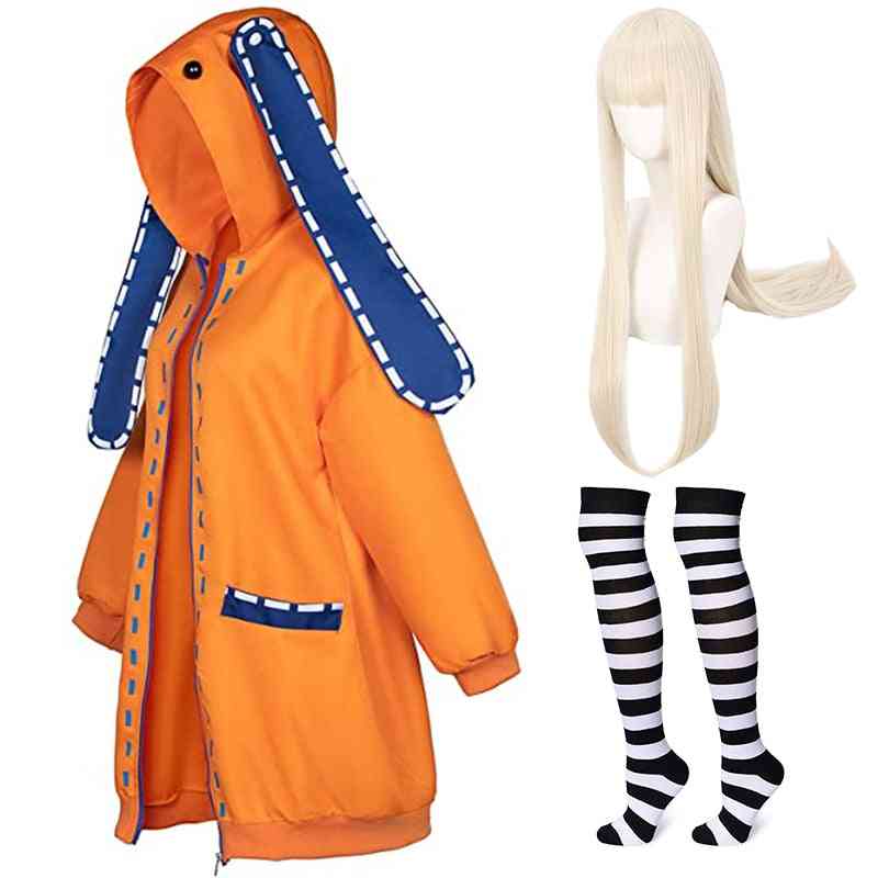 Anime Kakegurui Yomoduki Runa Cosplay Costumes Hoodie Compulsive Gambler Hoodies Wig Sock Suit Halloween Costume