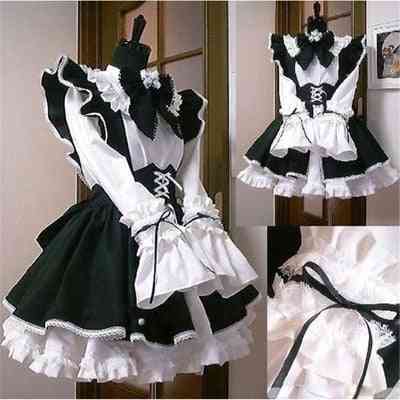 Women Maid Outfit Anime Long Dress Black And White Apron Dress Lolita Dresses Men Cafe Costume Cosplay Costume ????????? Mucama