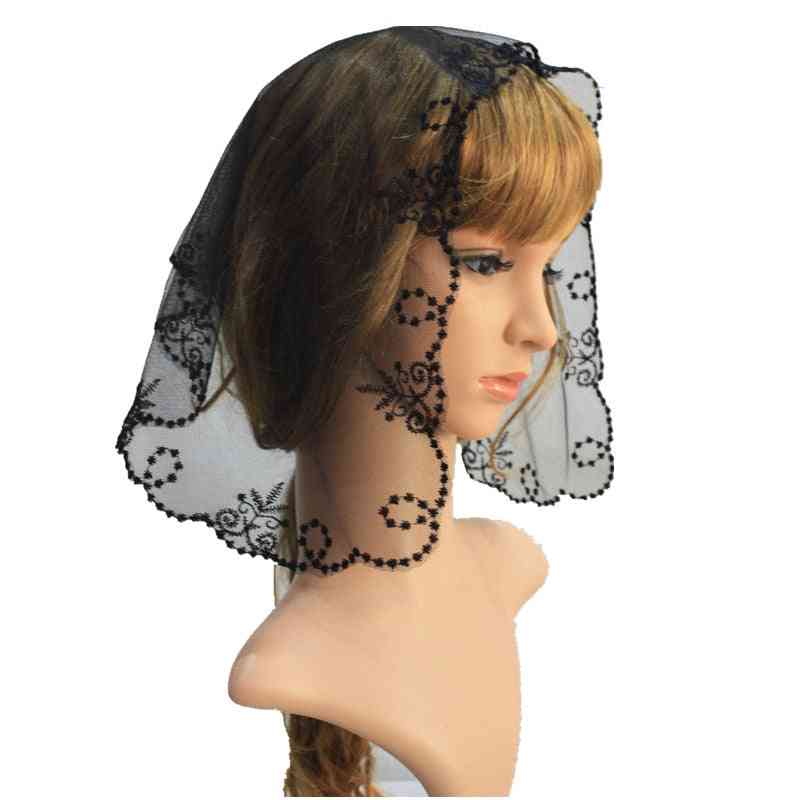 Embroidery Church Lady Head Covering Veil