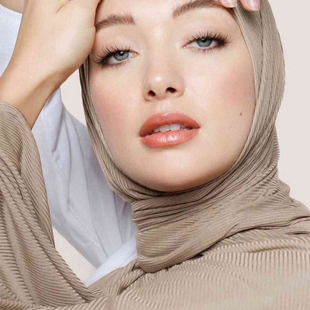 Ribbed Jersey Hijabs Lines Stretchy Modal Cotton Scarf Shawls