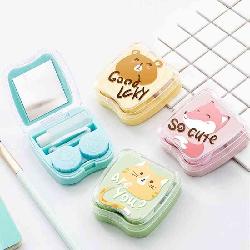 Cartoon Contact Lens Cases With Mirror Cute  Box