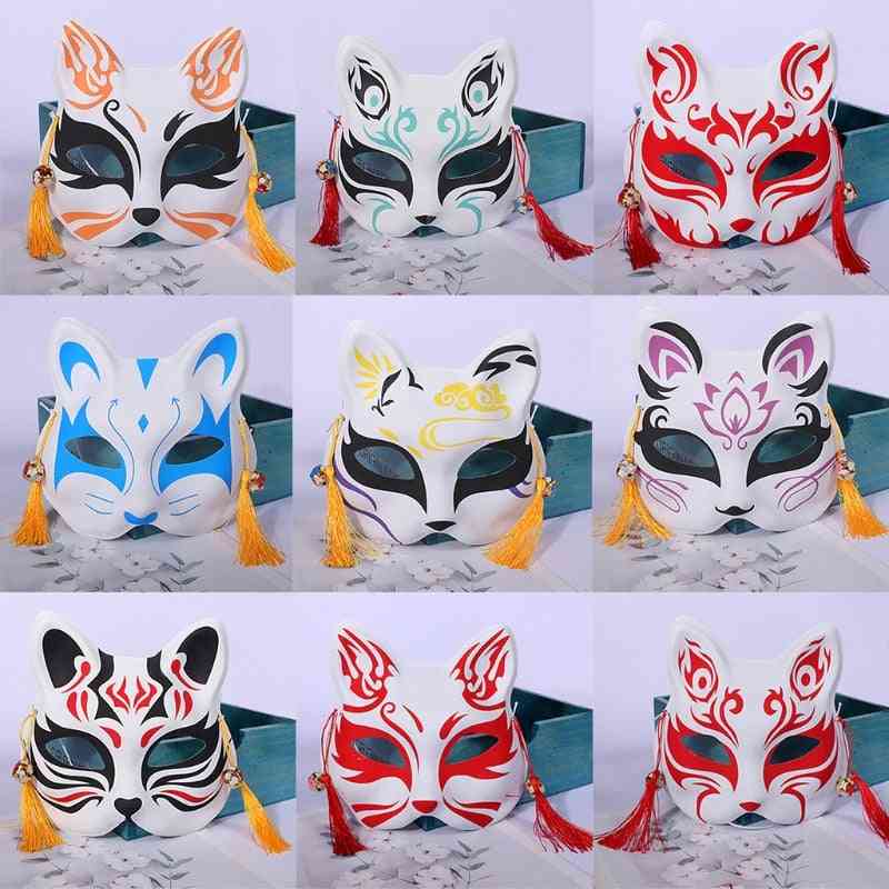 Anime Demon Fox Hand-painted Half Face Mask