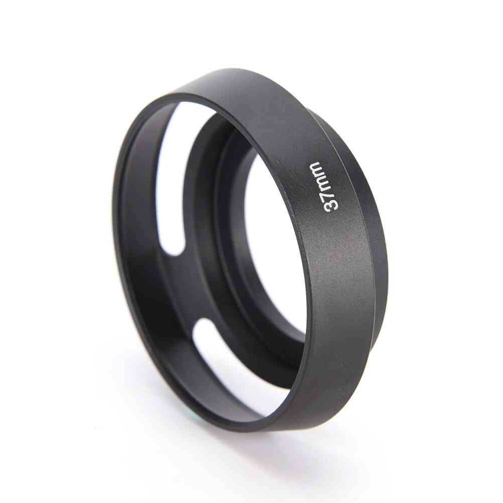 Black Vented Curved Metal Camera Lens Hood