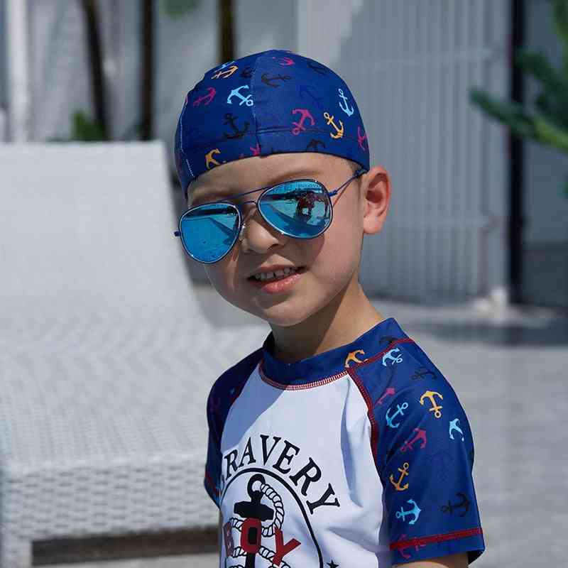 Boy Swimwear - Swim Suit With Cap Short Sleeve Bodysuit