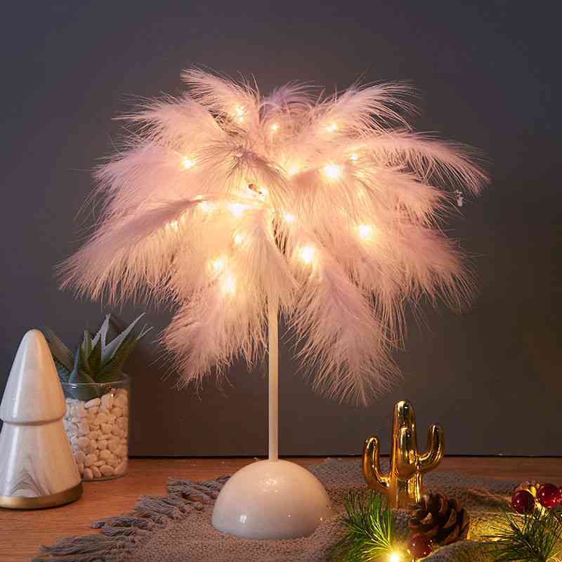 Warm Light Tree Feather Lampshade Wedding Home Bedroom Decor