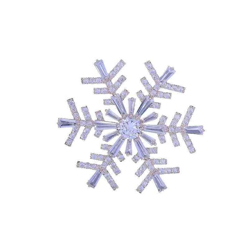 Zircon Brooches For Women Clothing Decor Pins Metal Snowflake Brooch