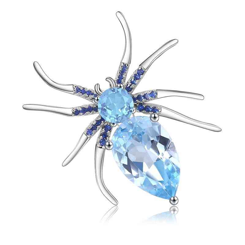 Natural Sky Blue Topaz Silver Brooches