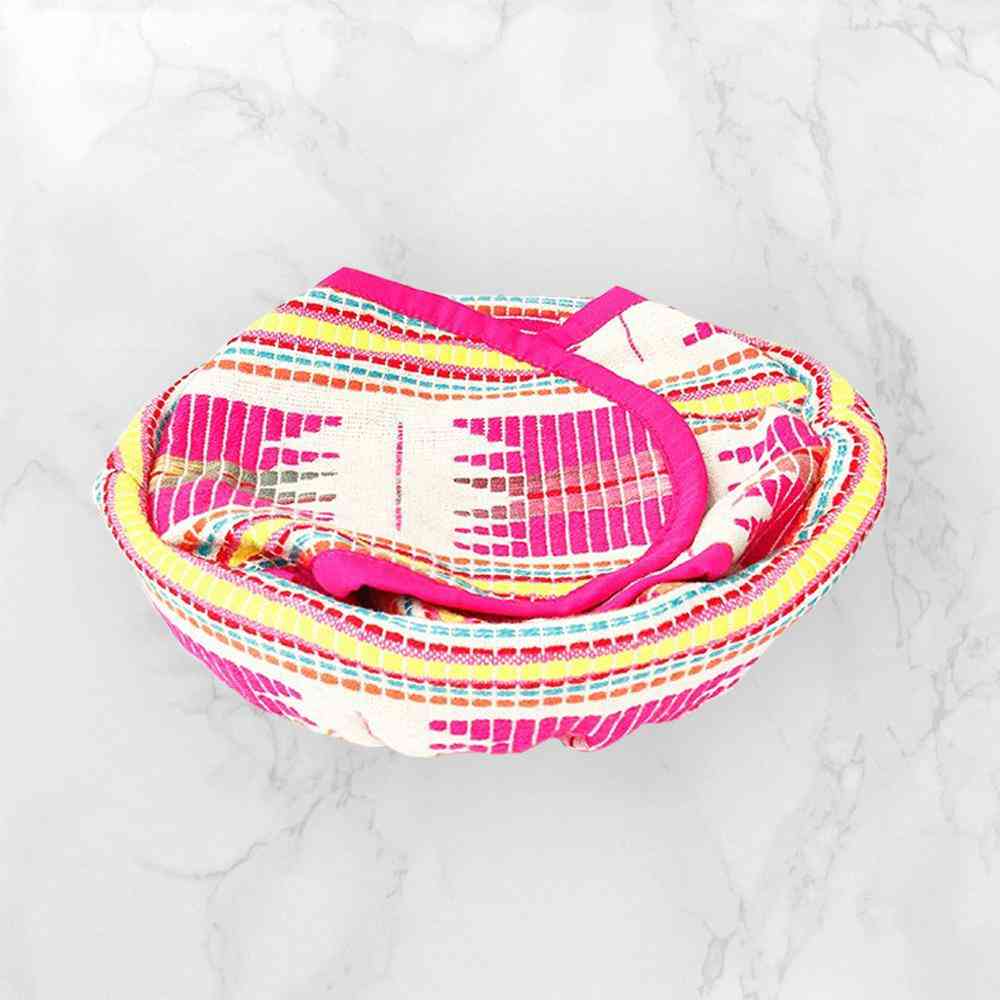 Pink Star Tortilla/bread Basket With Cane
