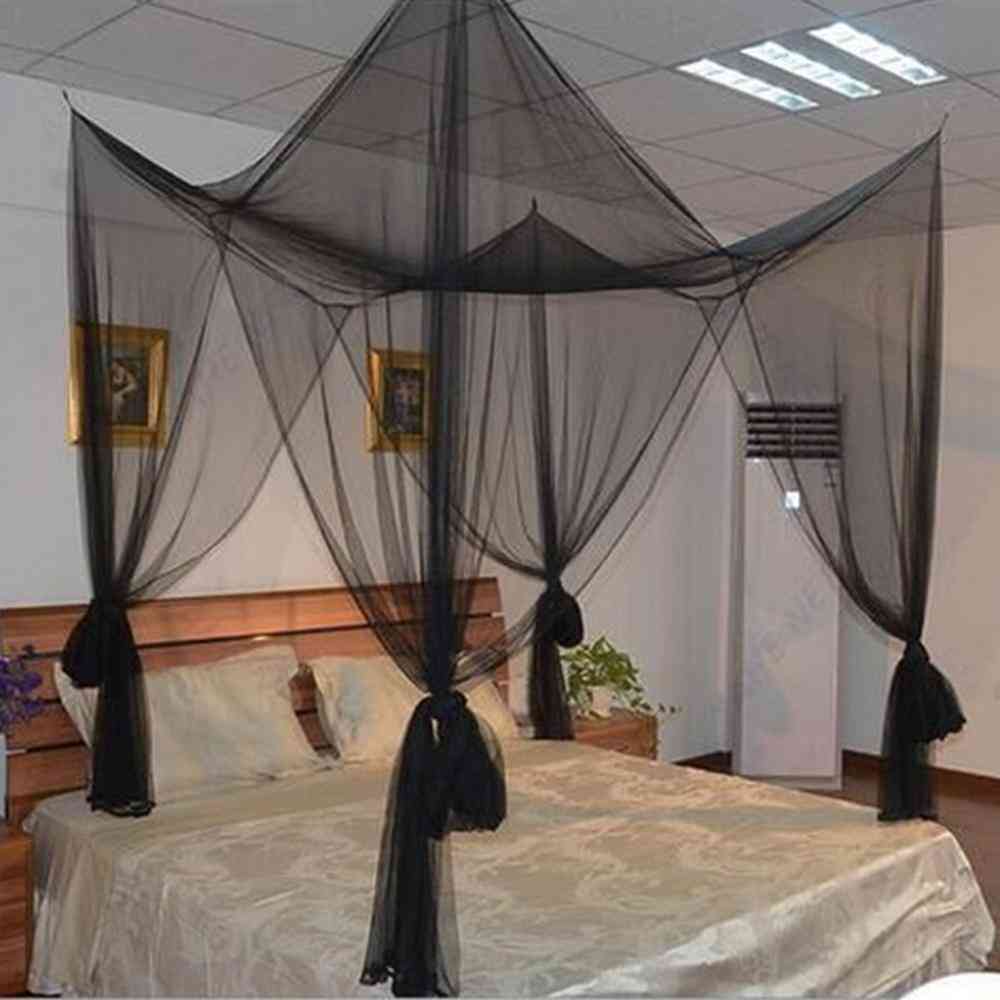 Musta hyttysverkko - 4 kulmanpylvään sängyn katos