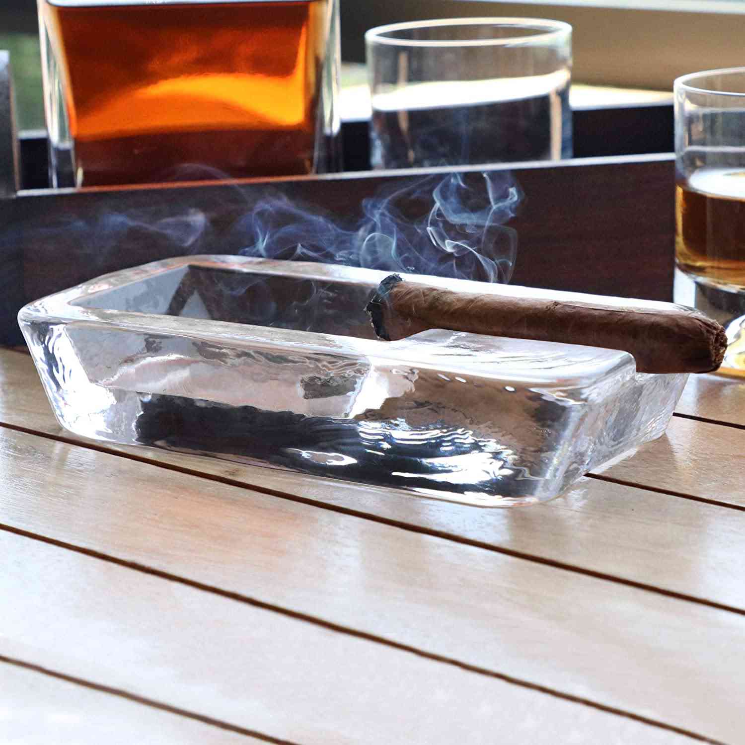 Handmade Crystal Glass Cigar Ashtray