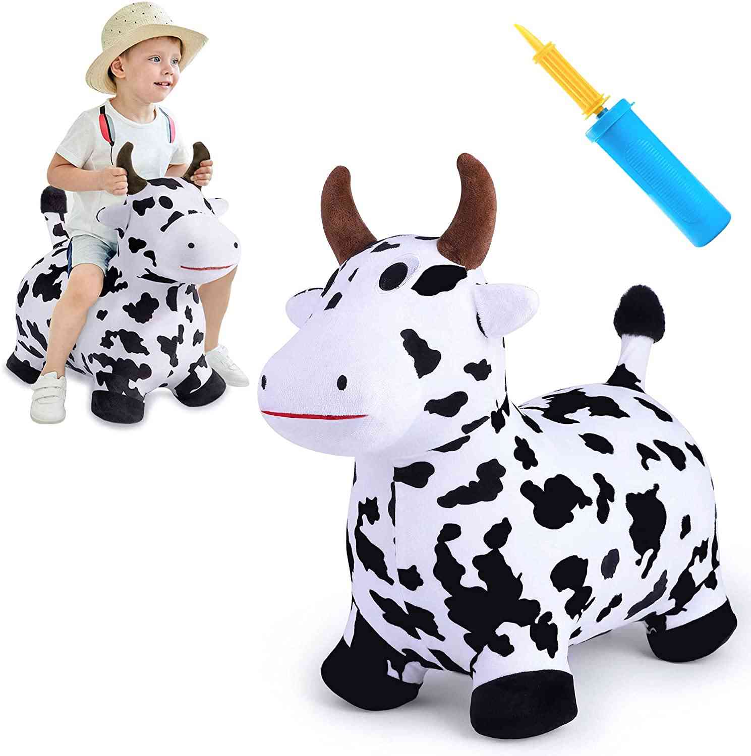 Play Cow Hopping Horse Plush Inflatable Hopper Kids Toy