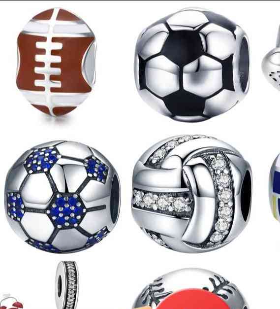Sterling Silver Football Ball, Sport Love Volleyball Soccer Balls
