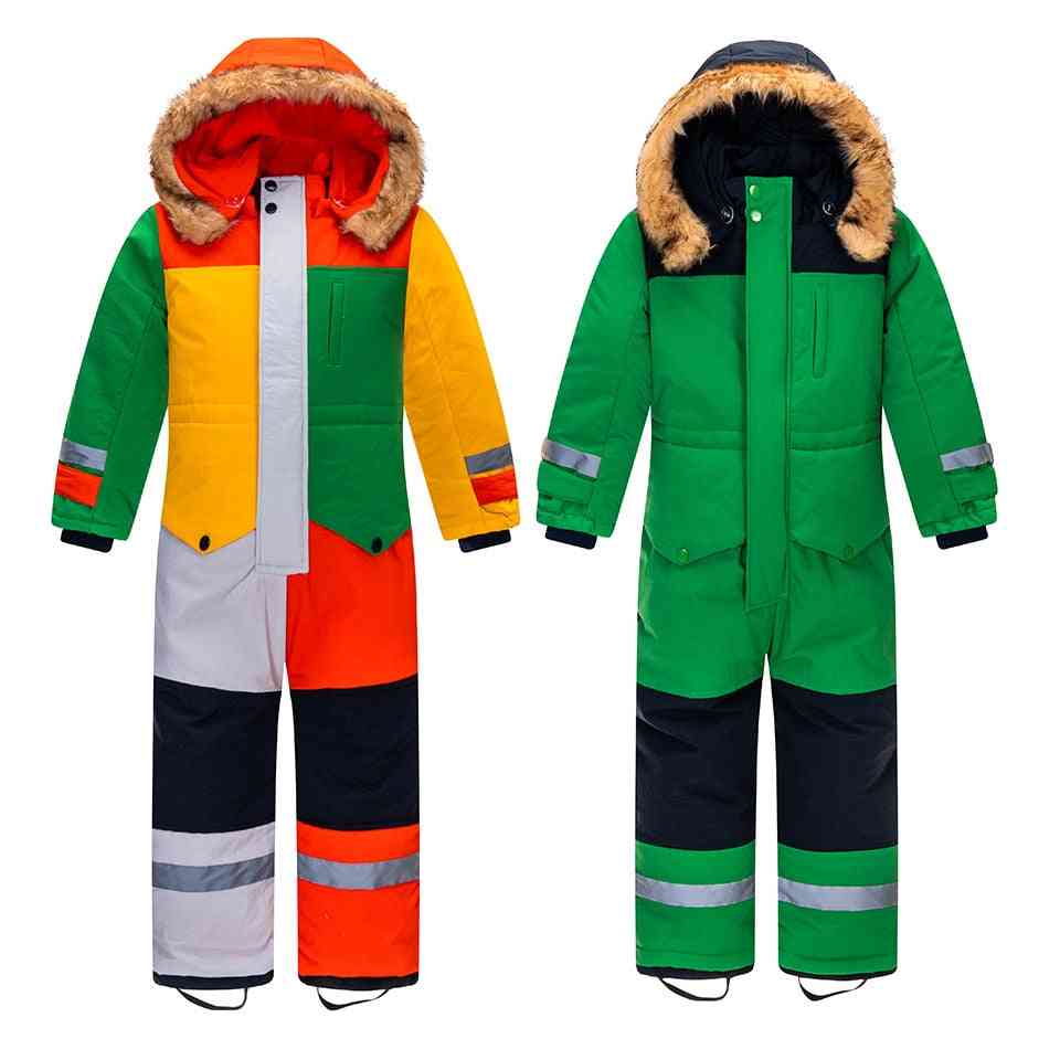Children Ski Jumpsuit, Autumn Winter Windproof Jacket Pants