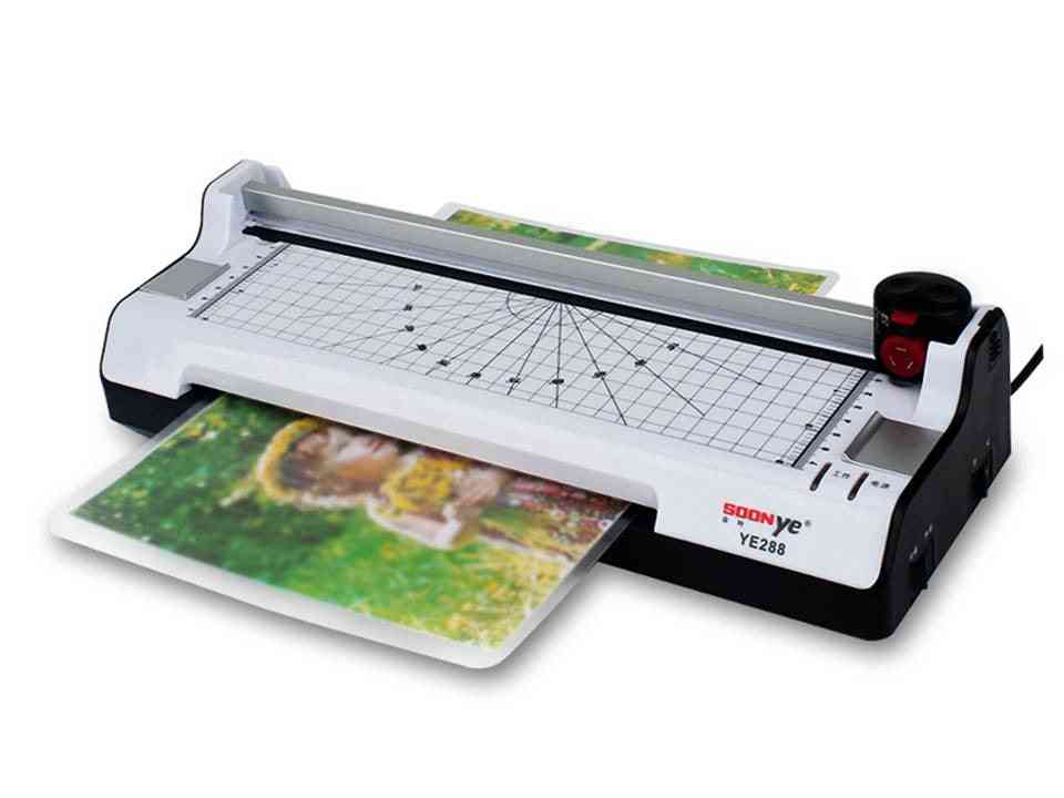 Lizengtec  Hot &cold With Paper Trimmer & Corner Rounder Roll Laminator Machine For A4 Paper  Photo