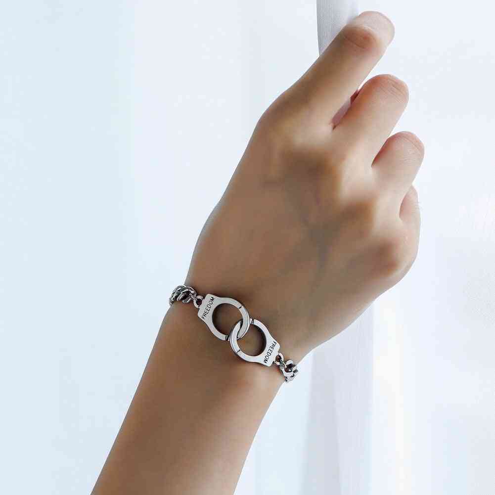 Adjustable Pulseras Bracelet Women Handcuffs Lettering Wrist Jewelry