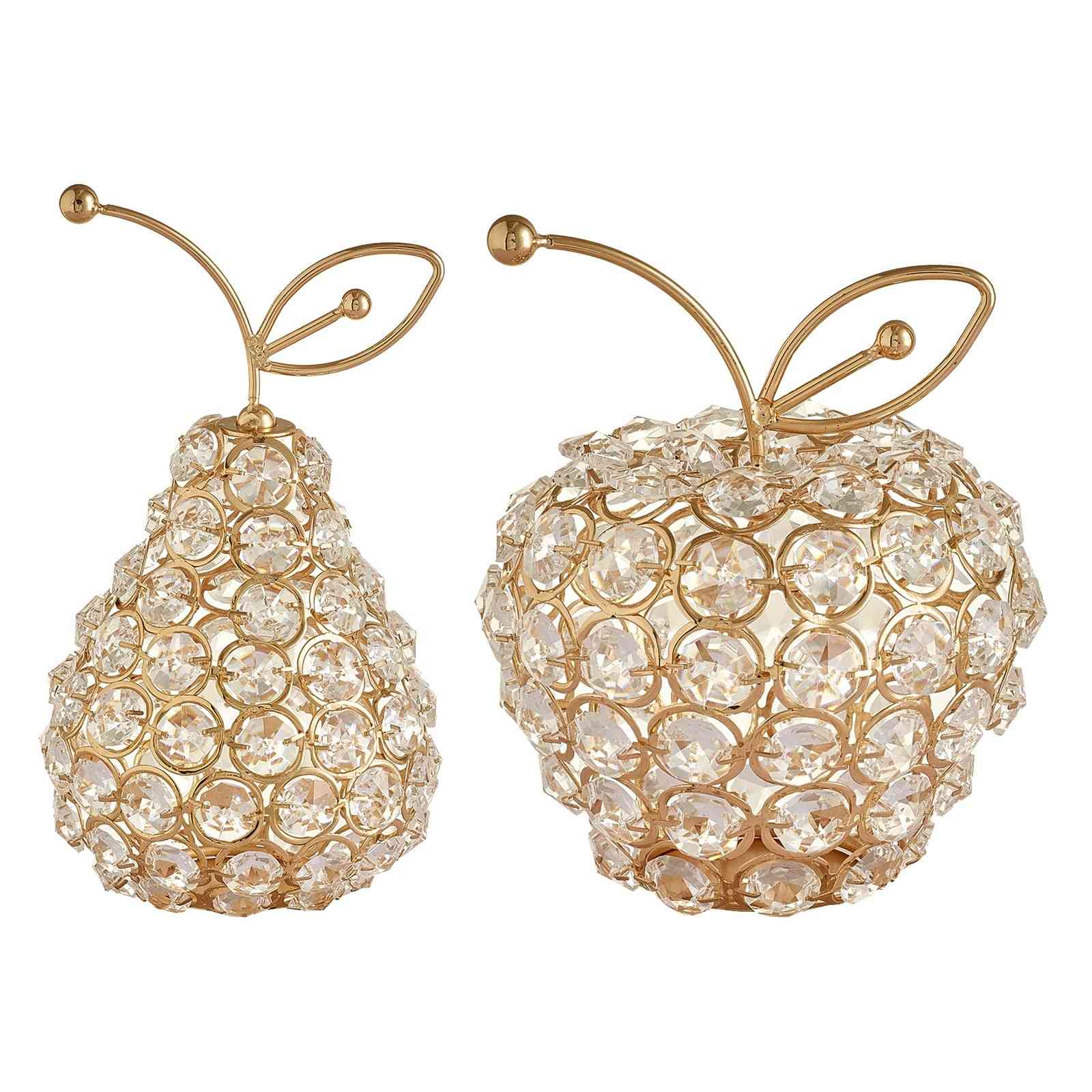 Cut Crystal Glass Fruit Apple Pear Collectible Figurines Ornaments