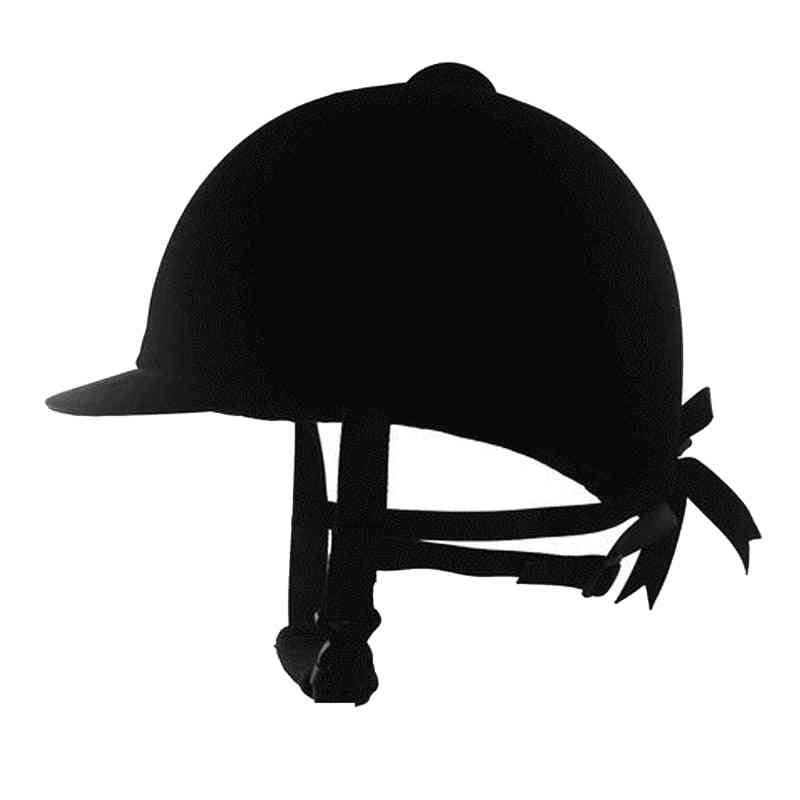 Black Velvet Teen Equestrian Hat - Breathable Horse Ride Helmet