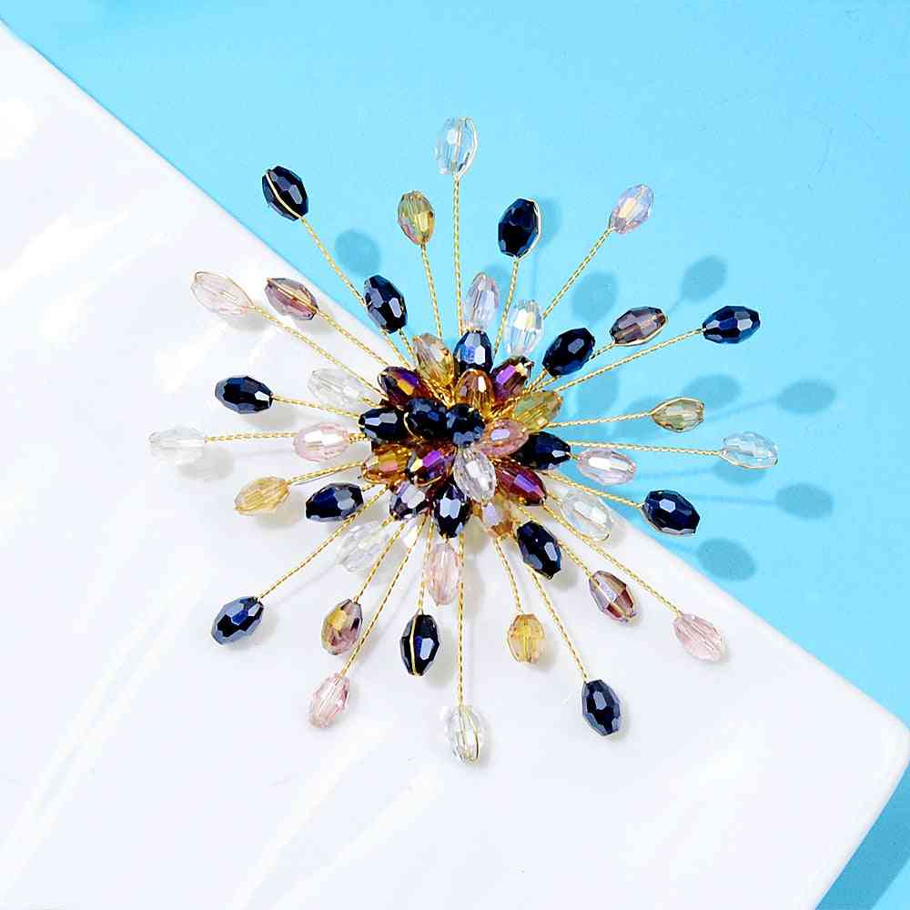 New Arrival Handmade Crystal Bead Flower Brooches