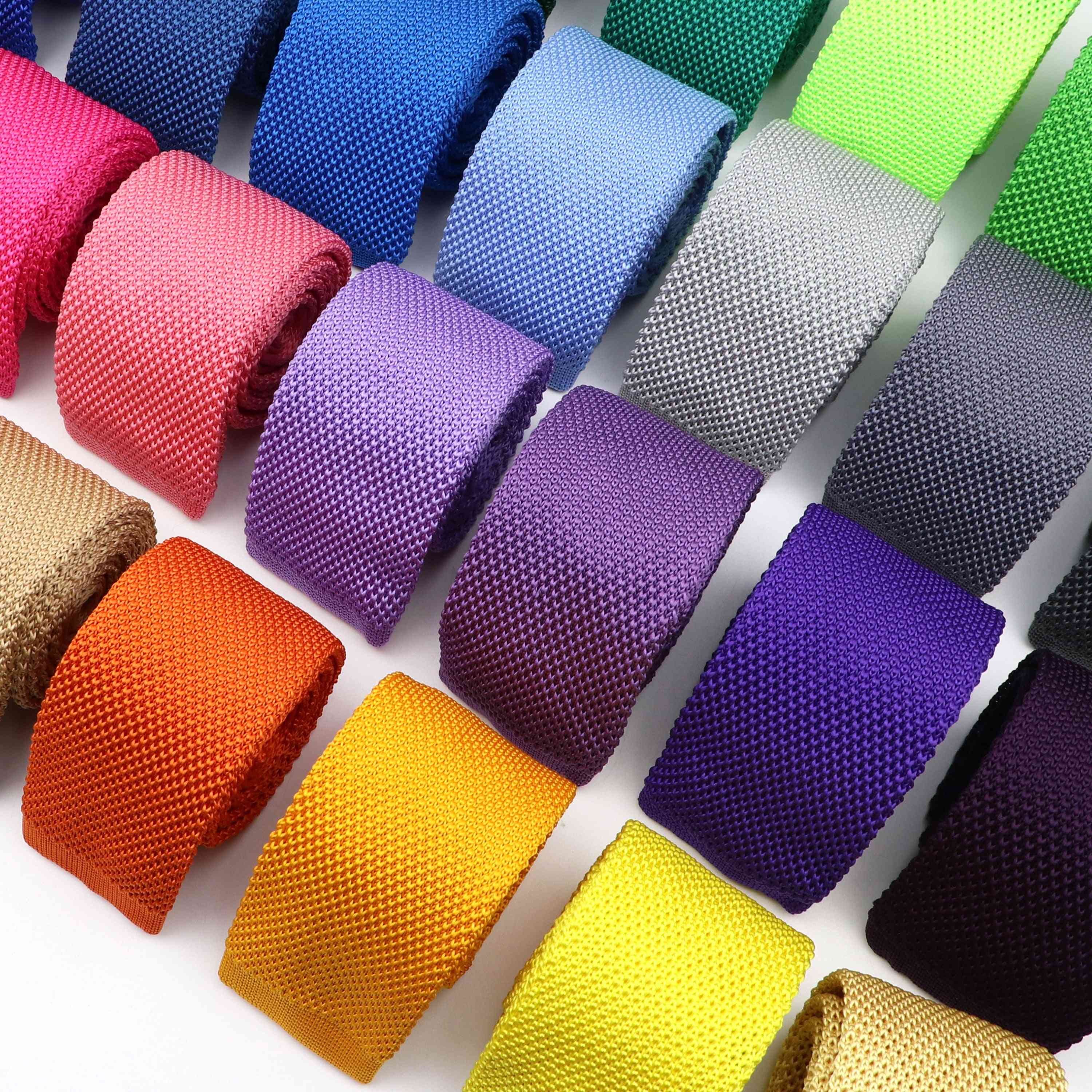 Solid Color Knitted Tie, Leisure Fashion Skinny Narrow Slim Neckties
