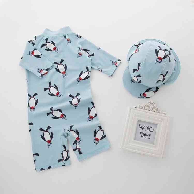 Summer Baby Penguin Animals Swimwear Hat Set