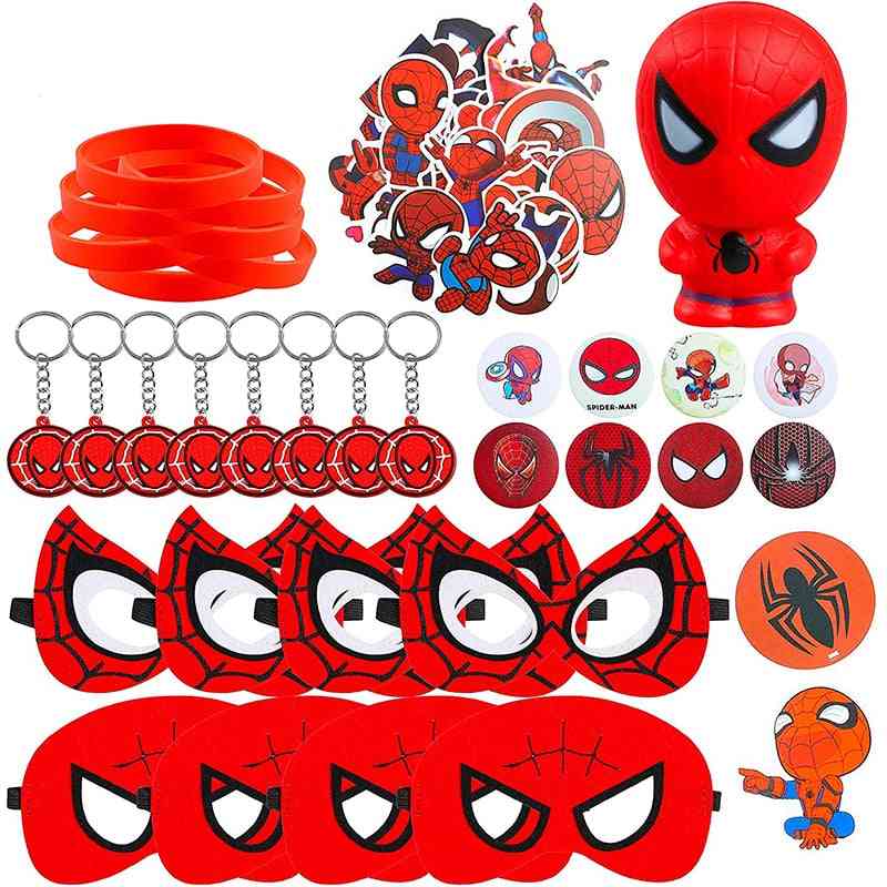 Spider Theme Sticker Rubber Superhero Party Supplies Mask Squeeze Toy