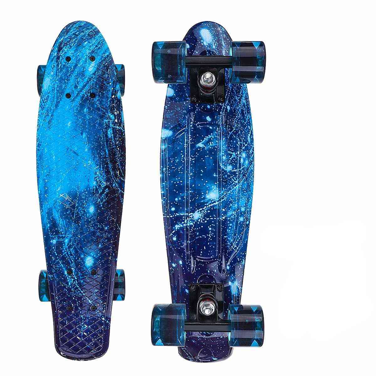 Retro Longboard Graphic Galaxy Complete Led Light Skate