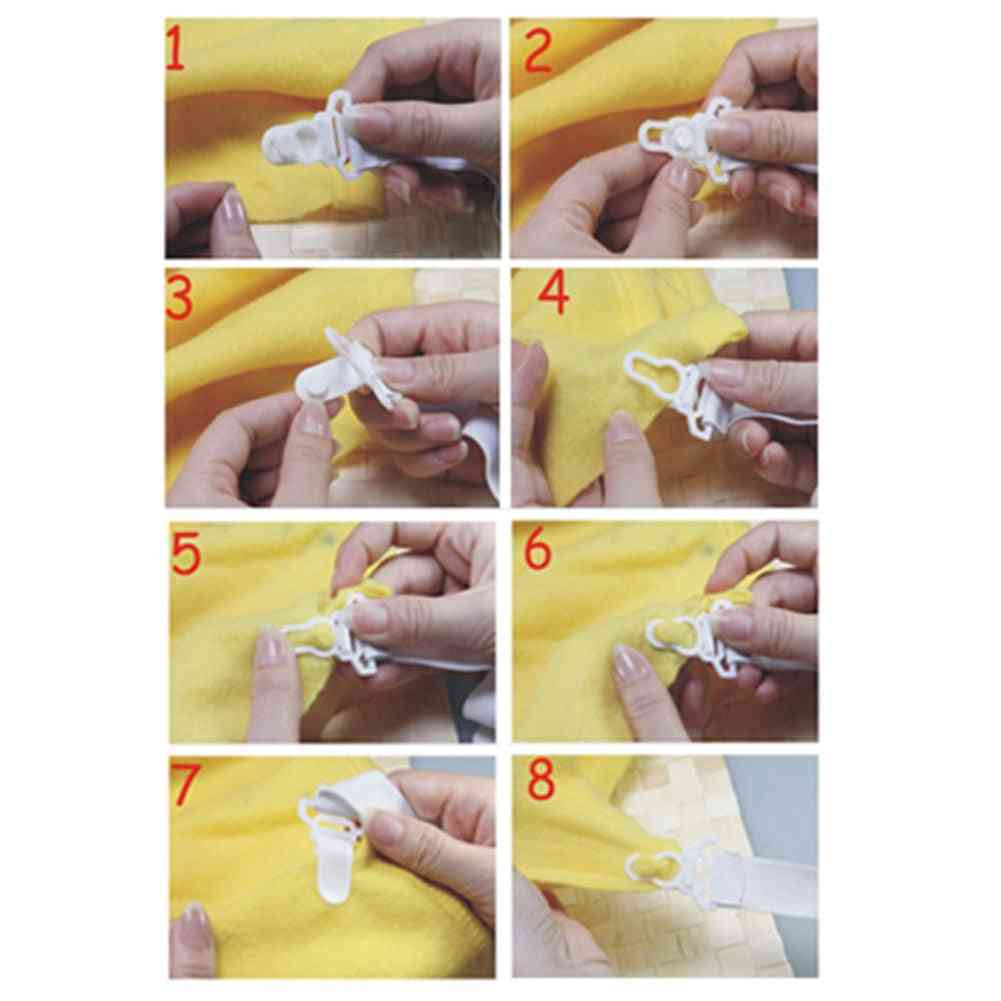 White Bed Sheet Mattress Cover Blankets Home Grippers Clip Holder